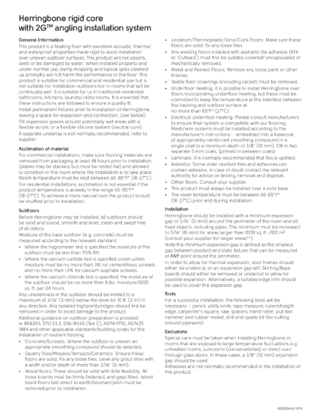 2G Herringbone Rigid Core Installation Guidelines