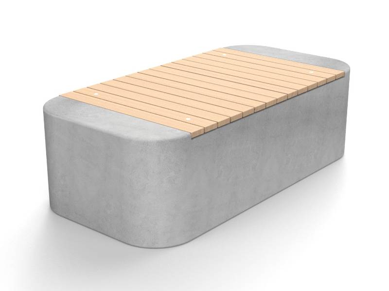 PAS 68 Counter Terror Concrete Block 200 Rounded with Hardwood Seat Top