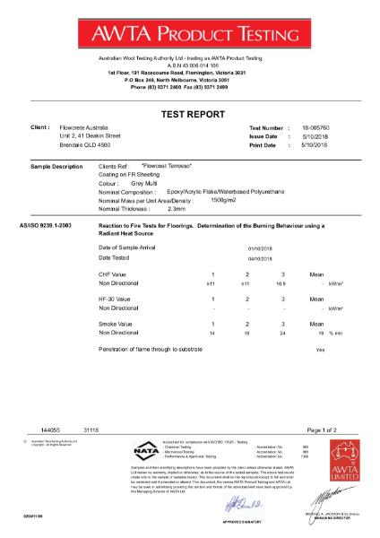 AWTA Test results