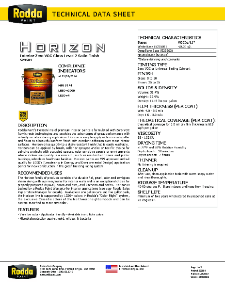 Rodda TDS Horizon 523501 GL2 ALL