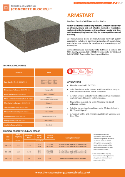 Armstart Foundation Block Datasheet