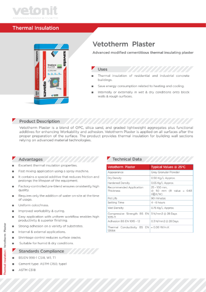 Vetotherm Plaster TDS