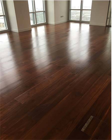 American walnut flooring in Canary Wharf Developments