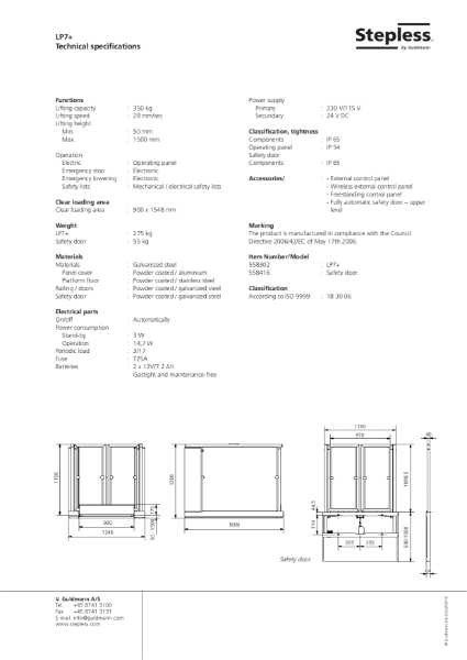 Stepless LP7+ platform lift - Product Datasheet