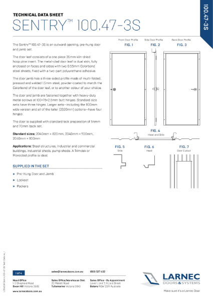 Sentry 100-47 3S Technical Data Sheet