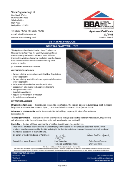 BBA - NEUTRAS CAVITY WALL TIES