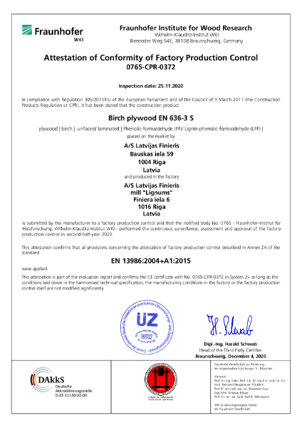 Attestation Production Control Certificate