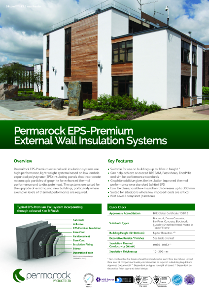 Permarock EPS-Premium EWI System Sheet (high-performance, light-weight enhanced EPS graphite systems)