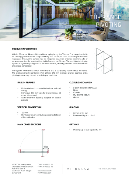 Vitrocsa TH+ RANGE Pivoting Window System Data Sheet