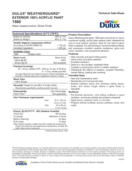 Dulux® Weatherguard® Exterior 100% Acrylic Paint 1560
