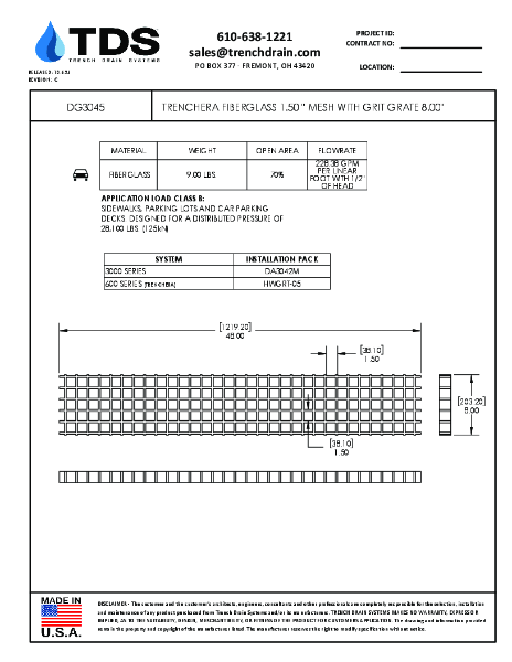 Trench•Era Fiberglass Mesh w/ Grit 8.00" Class B - DG3045