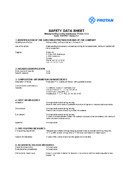 Protan G Membrane Safety Data Sheet