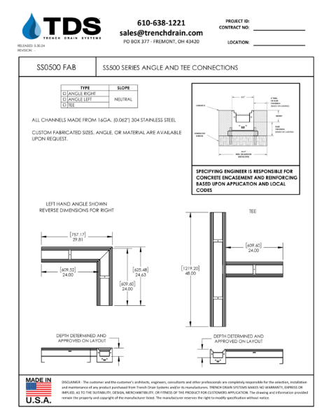 SS500 Series Angle and Tee Connections