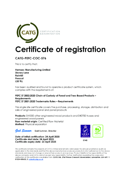 PEFC Cerificate