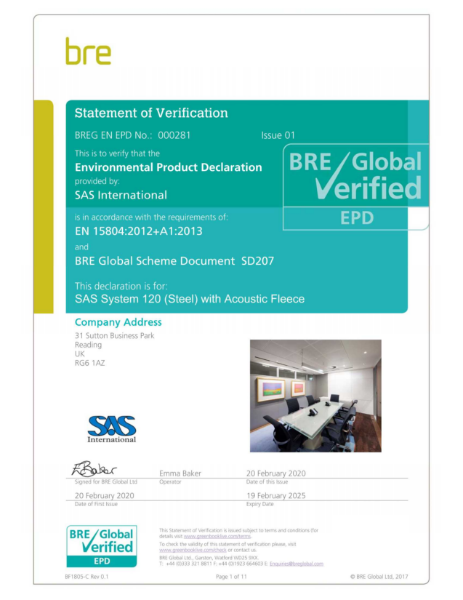 SAS120 Acoustic Fleece EPD