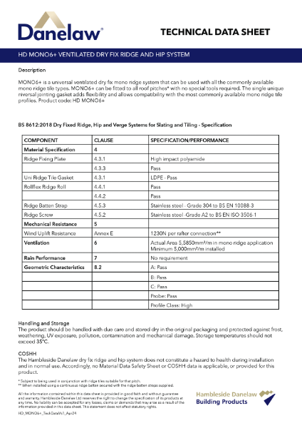 MONO6+ Technical Datasheet