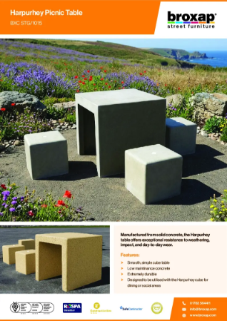Harpurhey Concrete Picnic Table Specification Sheet