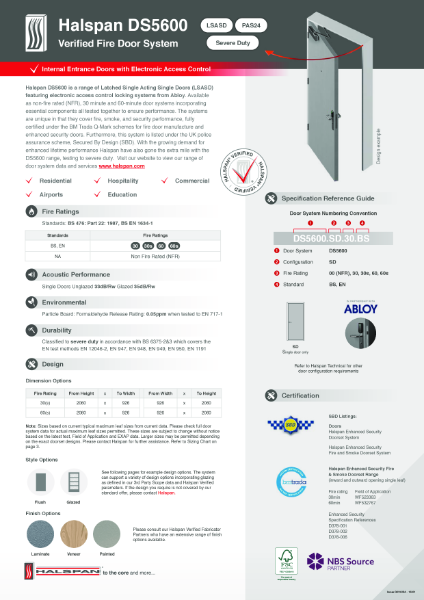 Halspan DS5600 - Verified Fire Door System