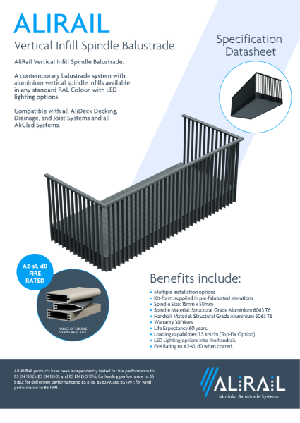 AliRail Vertical Infill Spindle Balcony Balustrade Datasheet