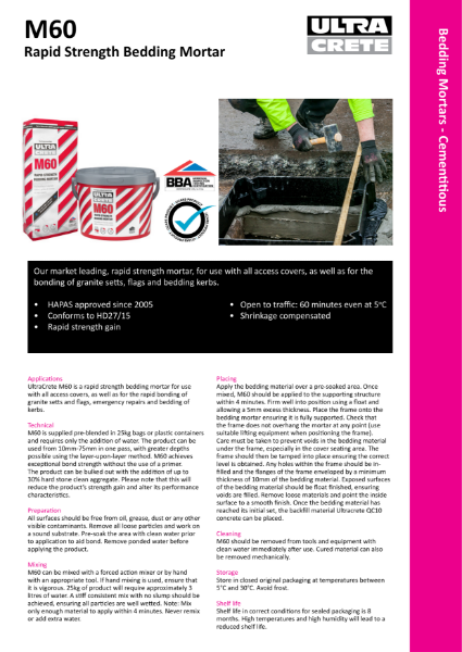 M60 Technical Datasheet