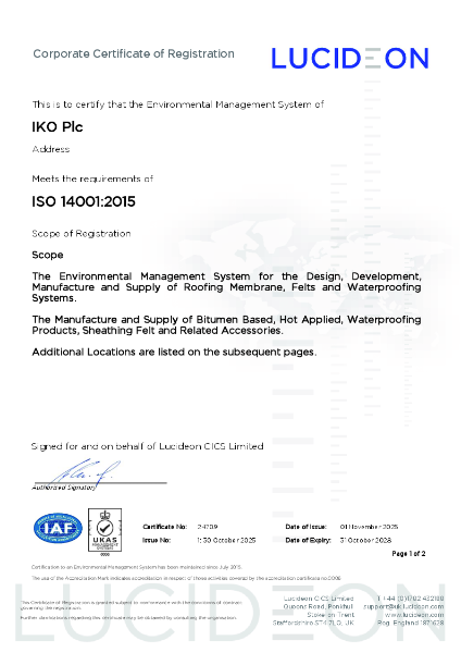 IKO PLC ISO 14001 Certificate