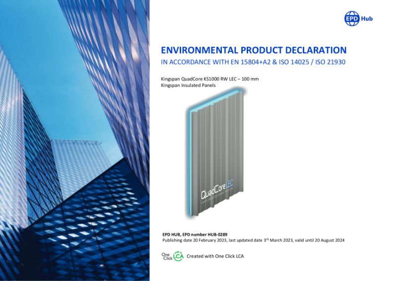 Environmental Product Declaration Kingspan QuadCore KS1000 RW LEC 