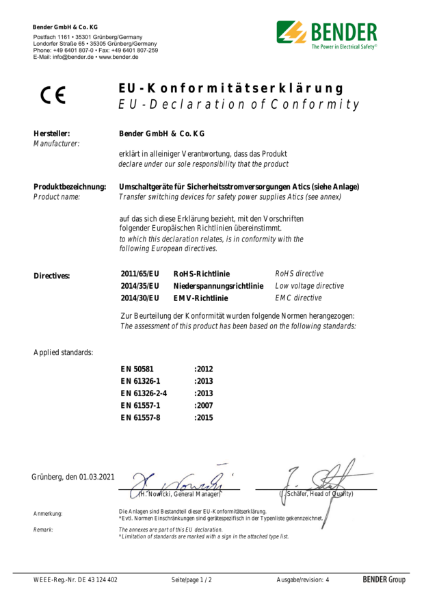 EU - Declaration of Conformity ATICS