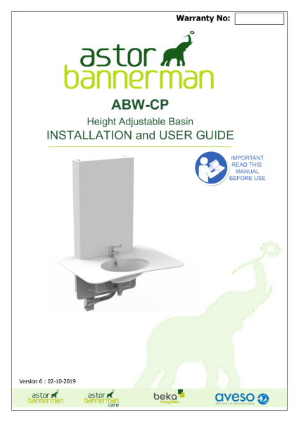 Changing Places Washbasin ABW-CP Installation Guide