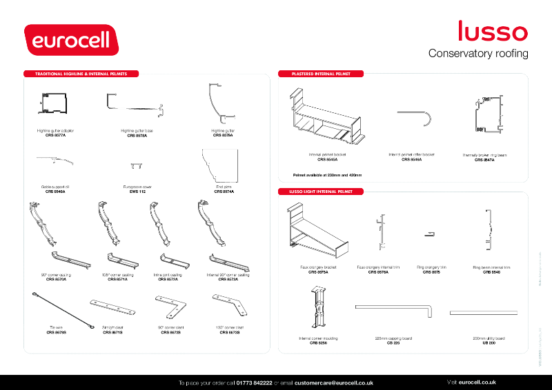 Lusso Conservatory Roof Product Chart