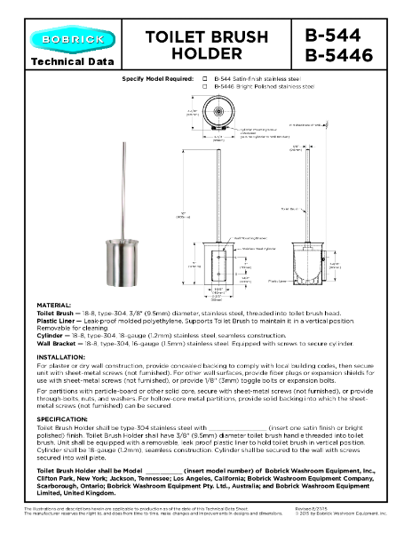 Technical Data Sheet B-544 and B-5446