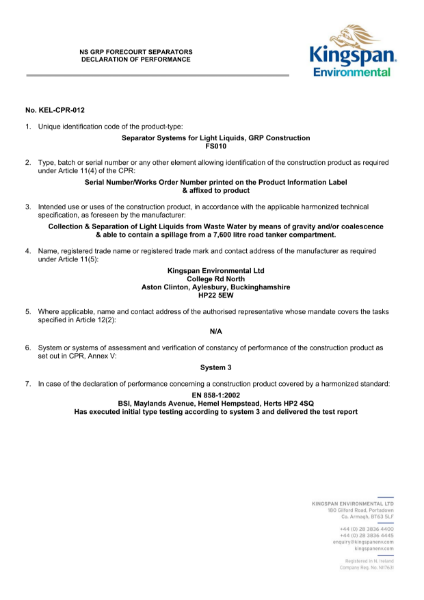 Declaration of Performance 