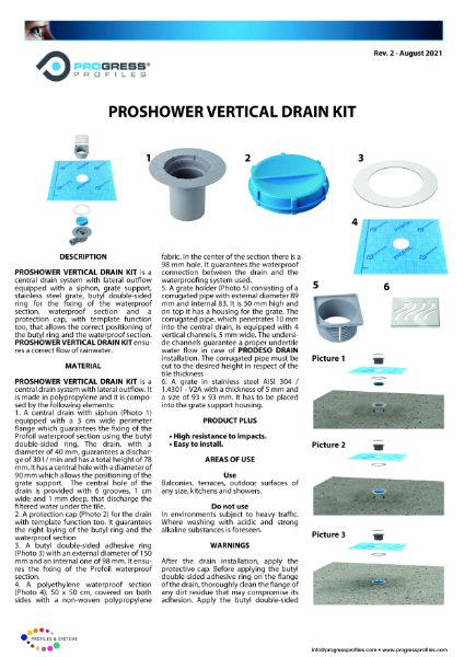 PROSHOWER VERTICAL DRAIN KIT