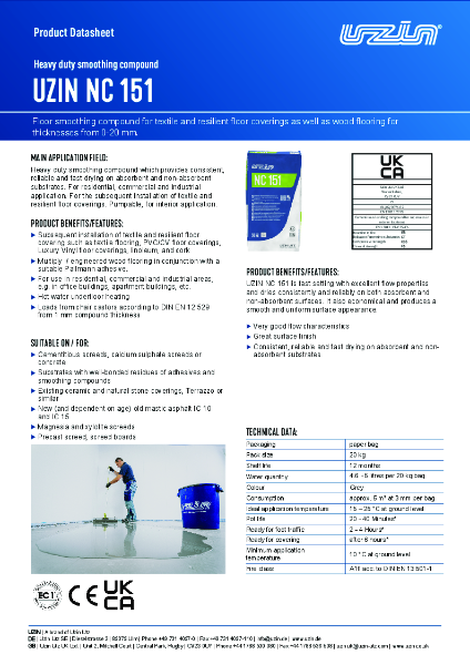UZIN NC 151 - Product Data Sheet