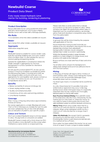 Newbuild Coarse - Product Data Sheet