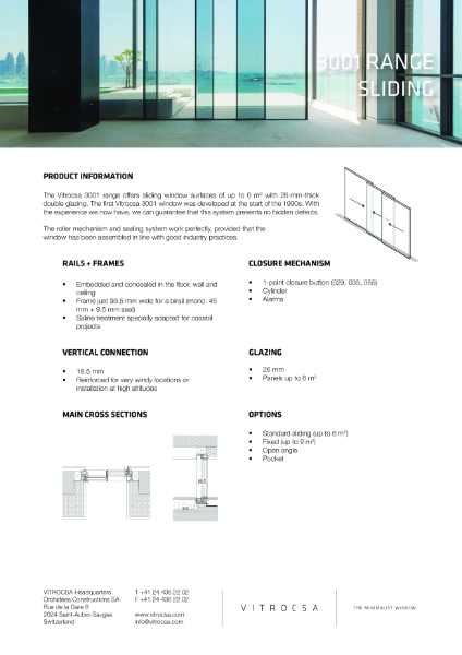 Vitrocsa 3001 RANGE Sliding Window System Data Sheet