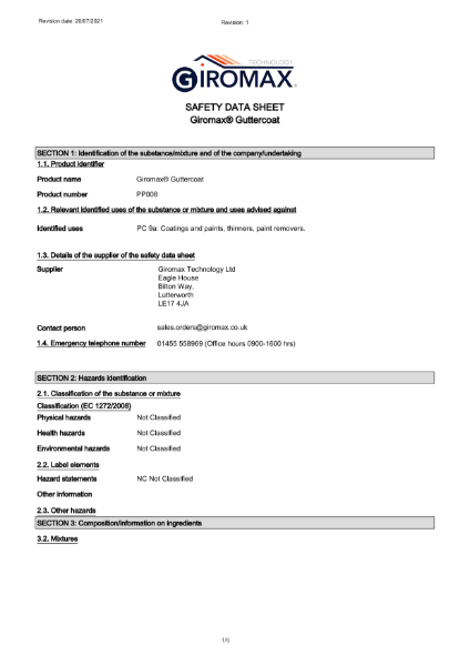 Giromax® Guttercoat - Safety Data Sheet