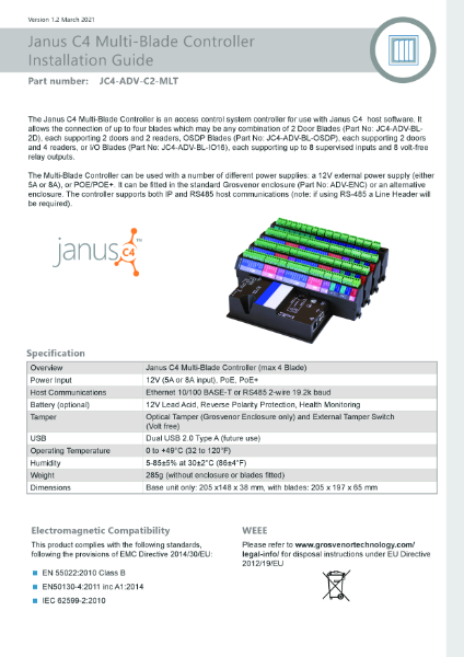 Janus C4 Multi-Blade Controller Installation Guide