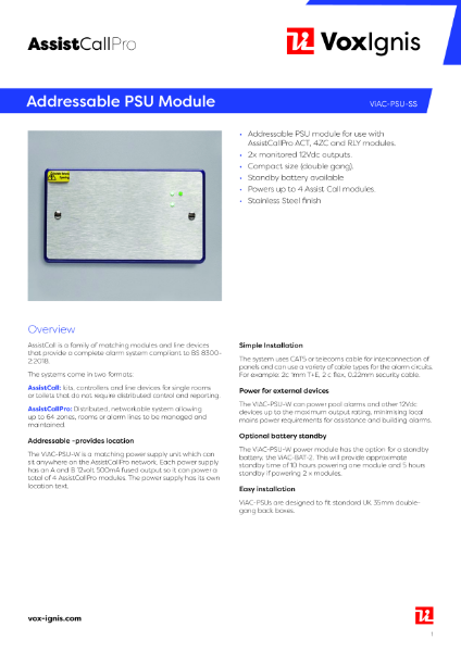 ViAC-PSU-SS Datasheet rev1