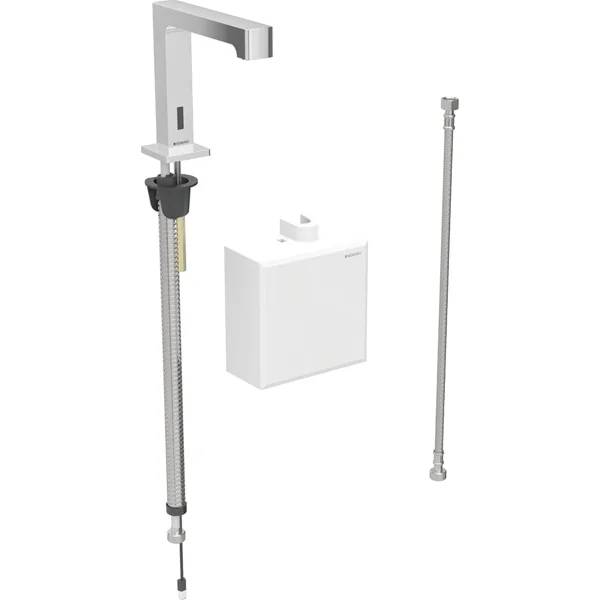 Geberit Brenta washbasin tap, deck-mounted, generator operation, with exposed function box