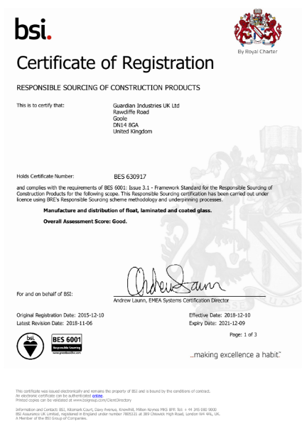 BES 6001 Certificate