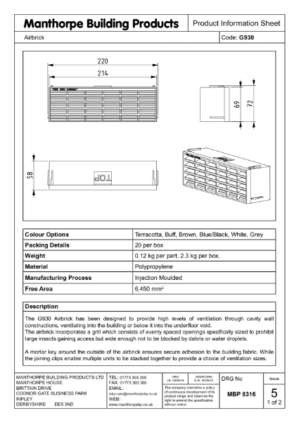 Air Brick Datasheet