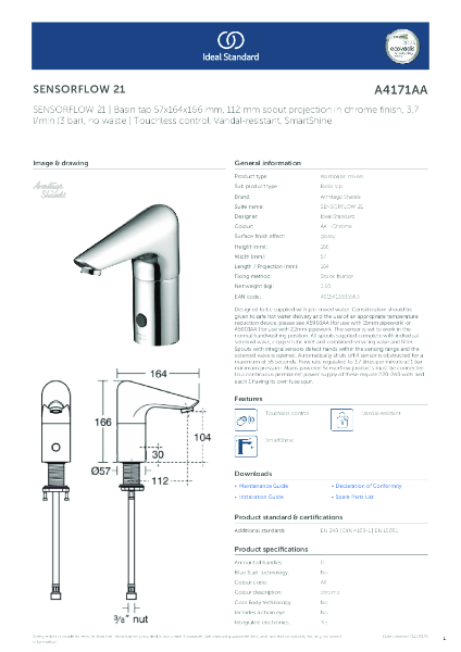 Datasheet - A4171AA SENSORFLOW 21