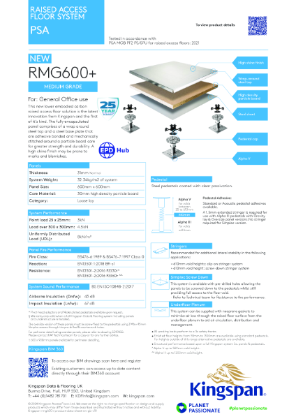 New Kingspan RMG600+ Product Datasheet (GB)