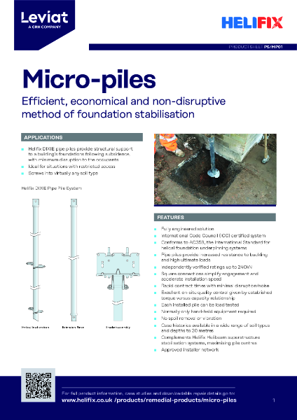 Leviat Helifix Product Sheet - Micro Piles