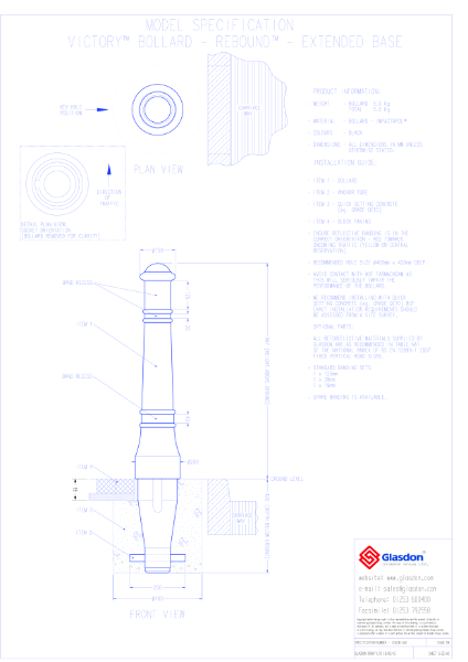 Victory™ Bollard - Rebound Model - Extended Base