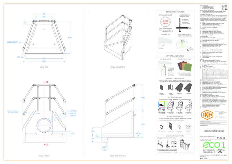 SERIES 600 HEADWALL (1100mm HIGH)