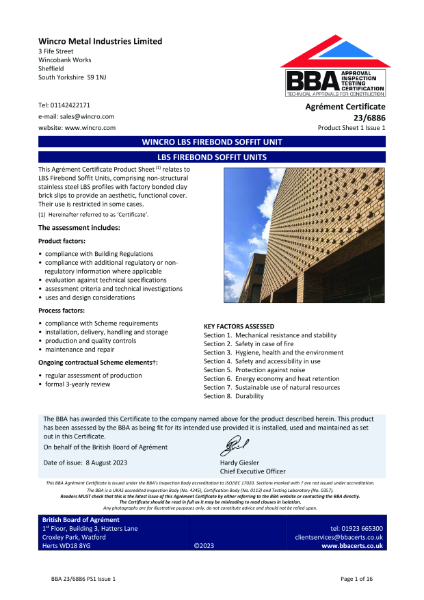 Wincro LBS Firebond Soffit Unit