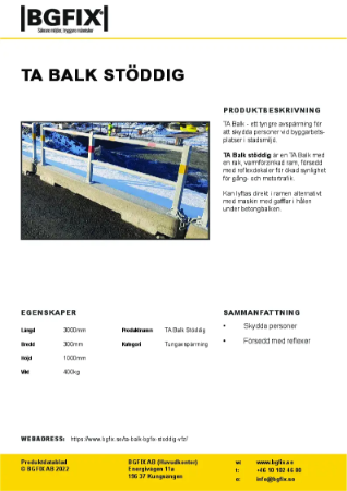 Produktblad TA Balk Stoddig