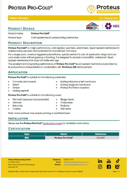 Product Data Sheet - Proteus Pro-Cold®