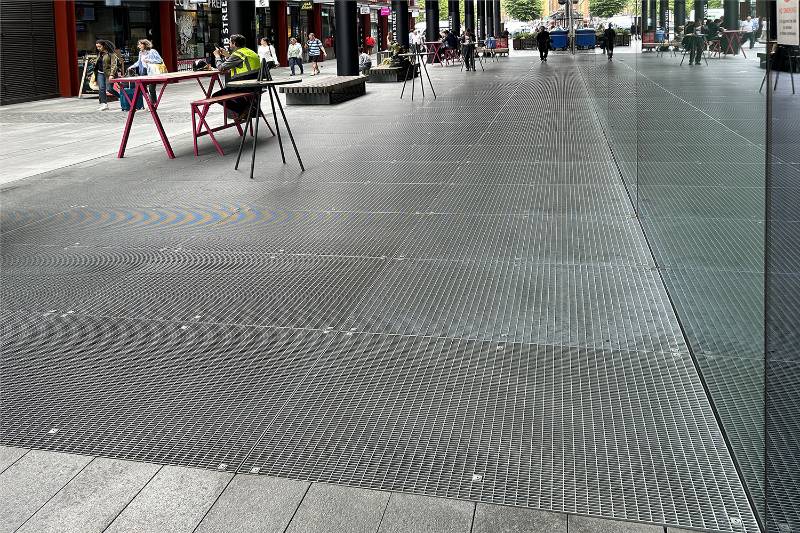 Pedestrian Grating for street food outlets at Spitalfields Market